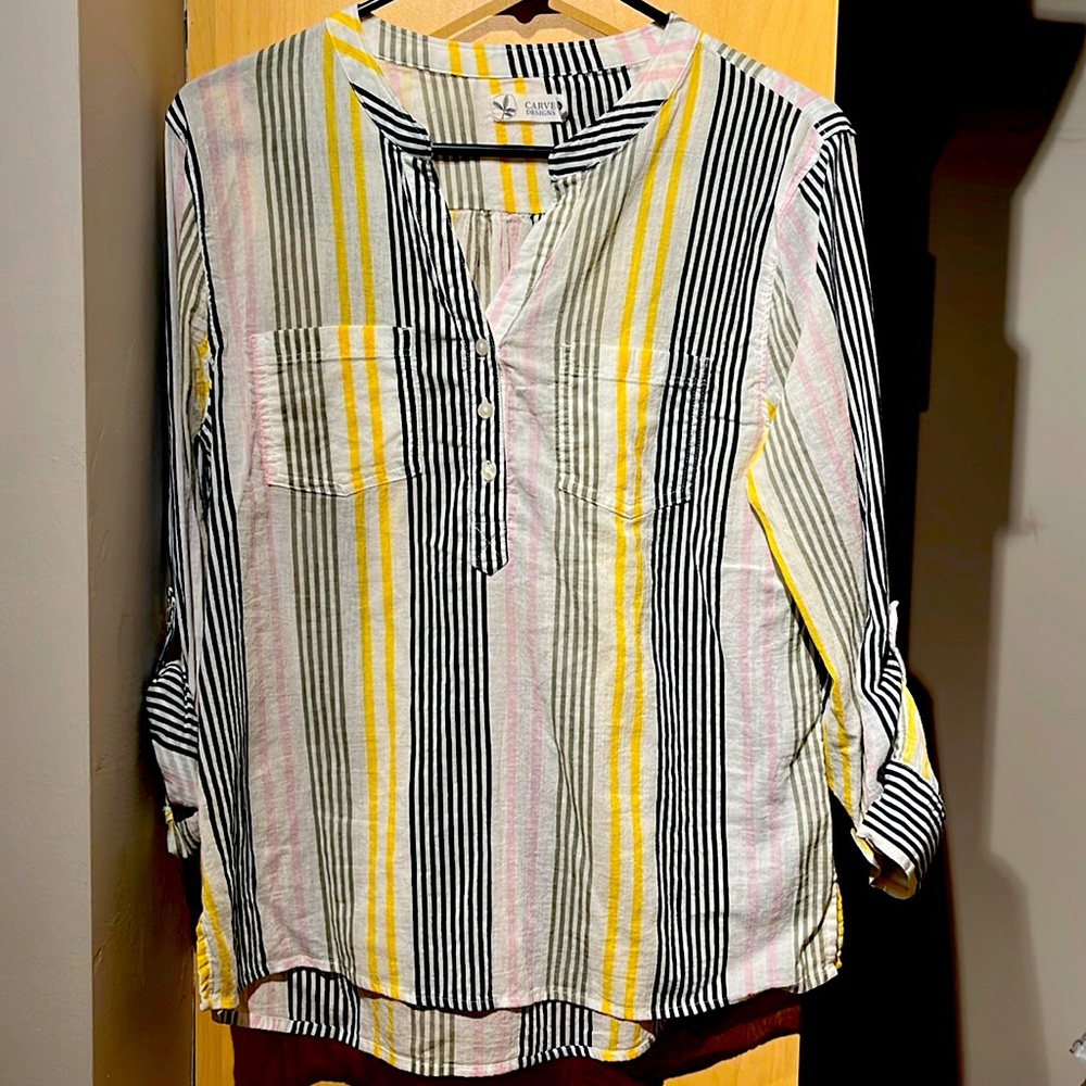 Carve Designs, Dylan Gauze Tunic, Striped, Size Small